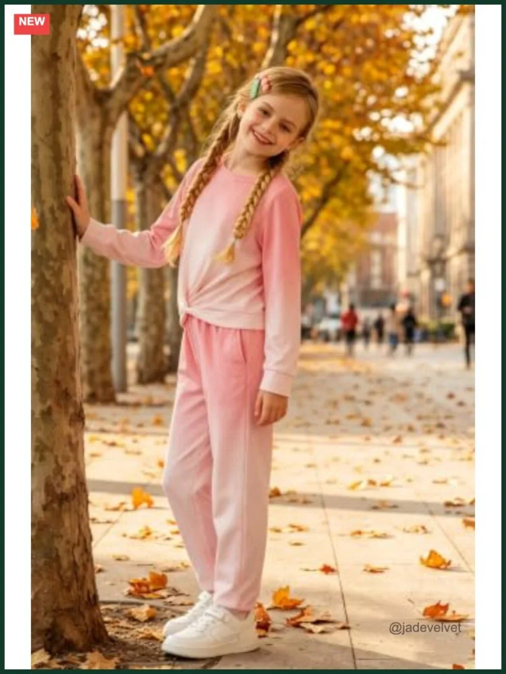 Girls 2 Piece Twist Front Tracksuit Long Sleeve Sweatshirt Jogger Set